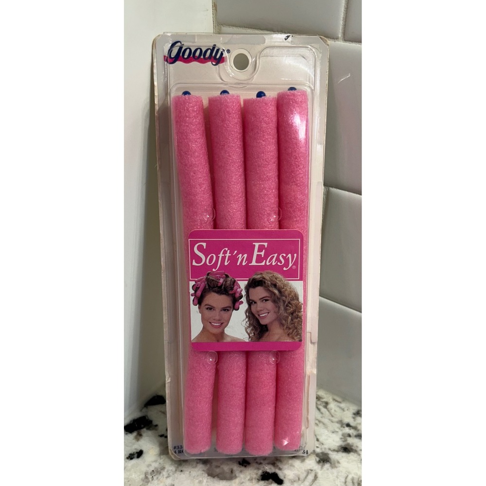 Vintage‎ 1991 Goody Soft n Easy Pink Foam Hair Rollers 4 Count 334 Made in USA